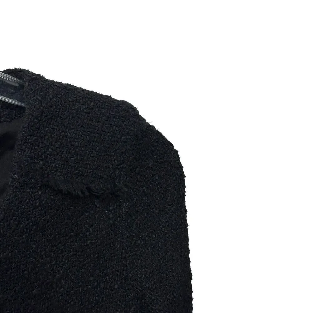IRO Agneta Black Boucle Tweed Knit‎ Jacket Size 2 Full Zip Pockets